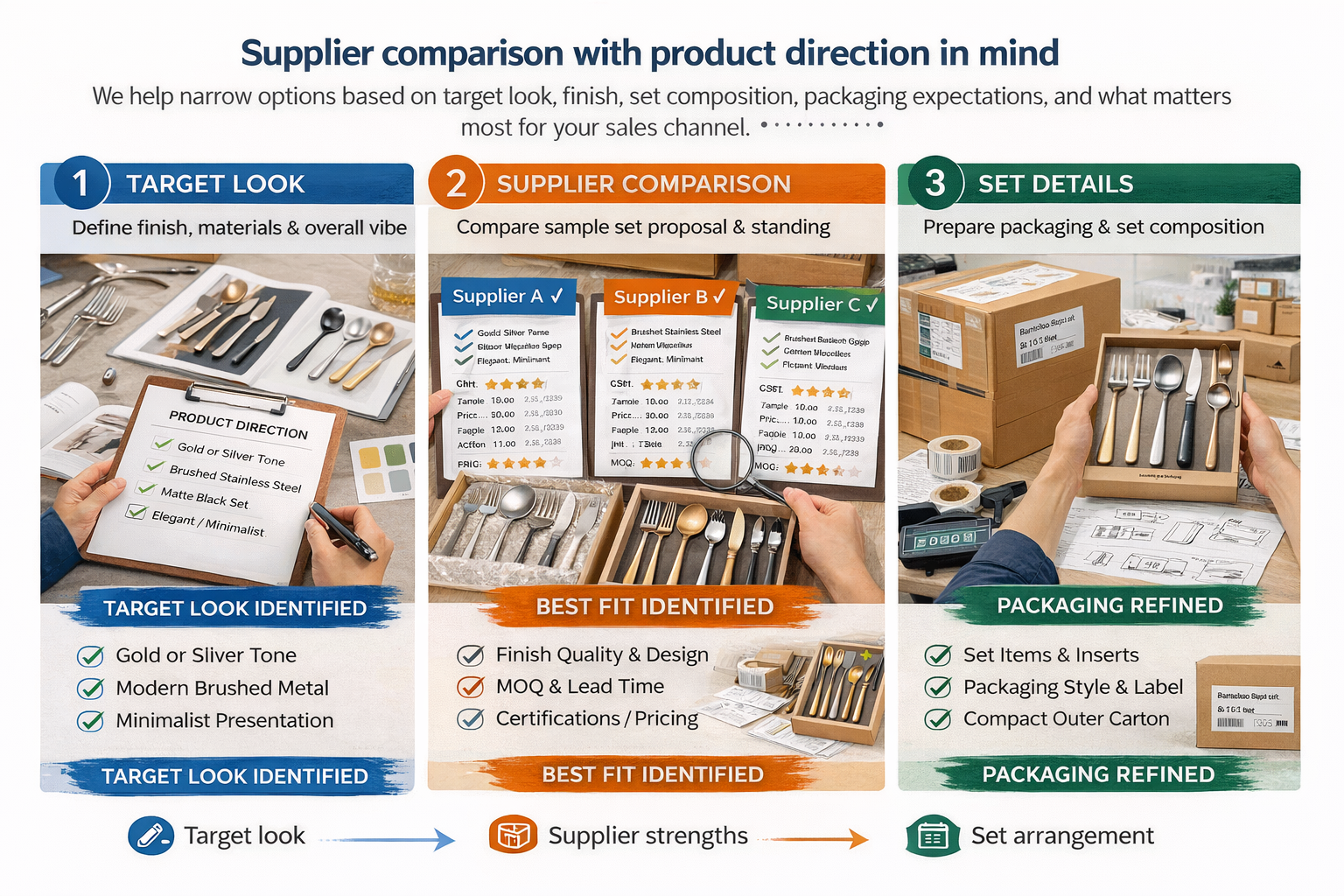 Supplier comparison with product direction in mind for beauty accessories