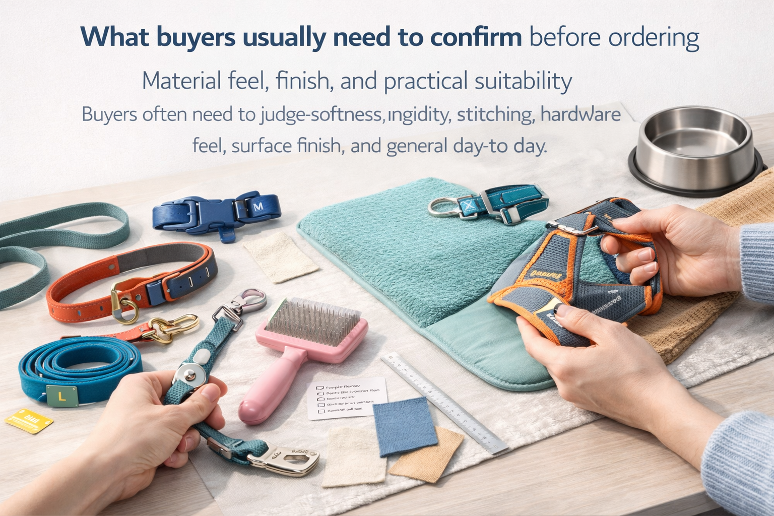 Material feel, finish, and practical suitability for pet products