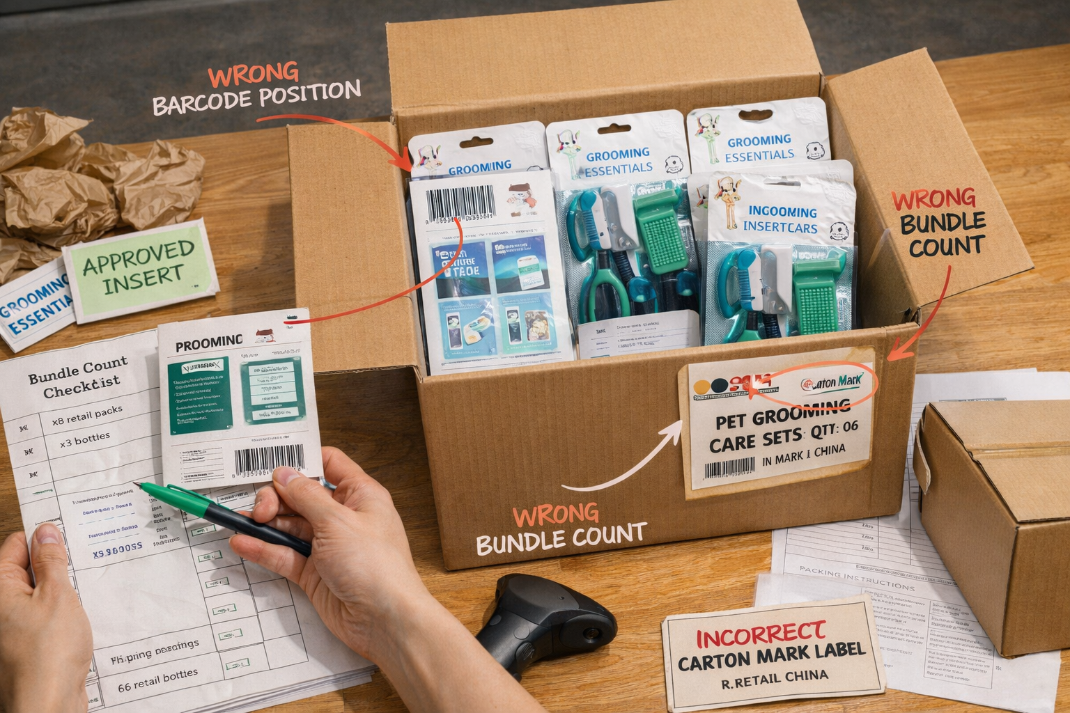 Packaging, labels, inserts, and retail readiness for pet products