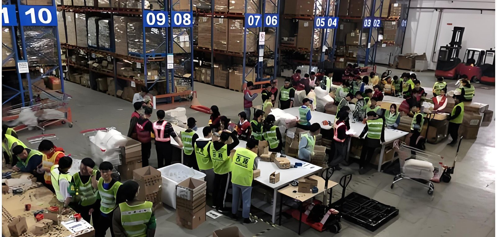 Quality control inspection process in China factory with product checking and shipment preparation