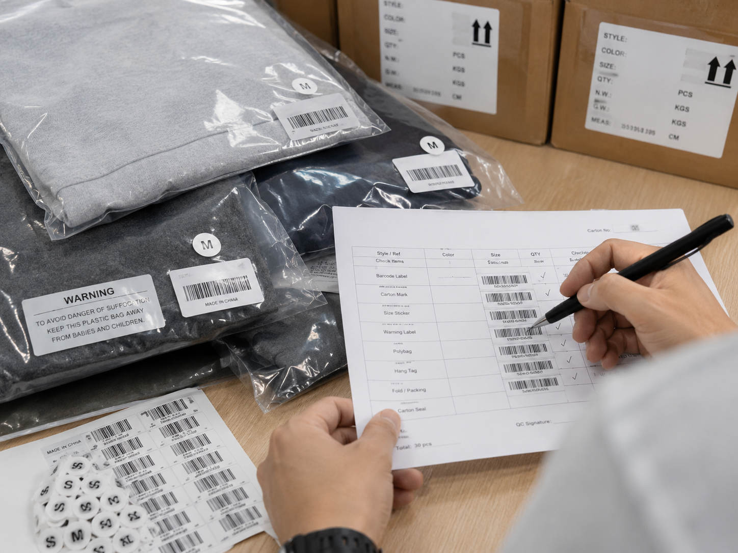 Packaging label and barcode photo evidence check