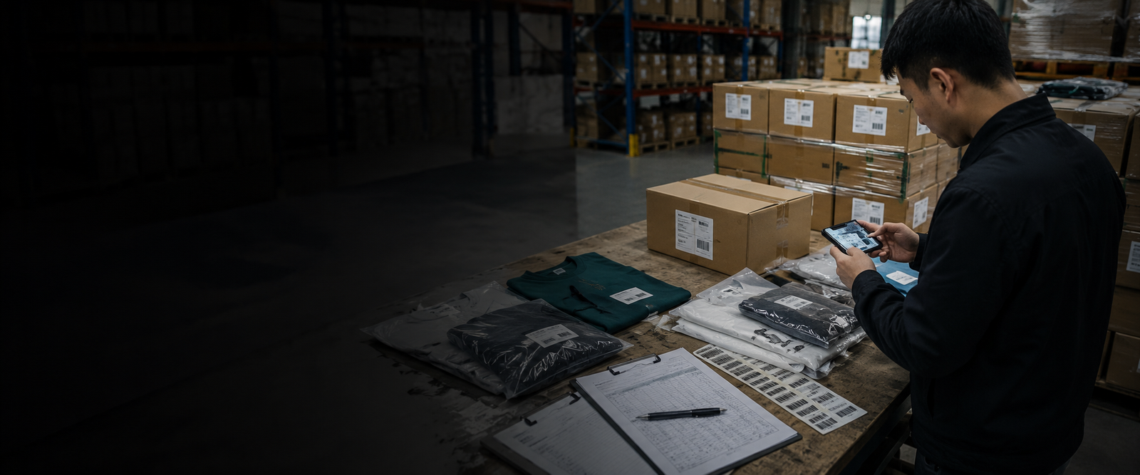 Buyer reviewing photo evidence for samples packaging labels cartons and shipment-ready status before approving China sourcing order