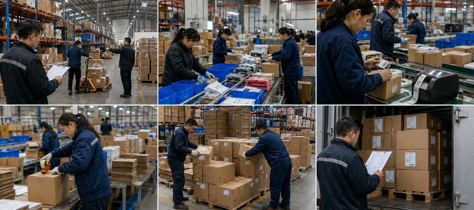 QC staff inspecting products before shipment