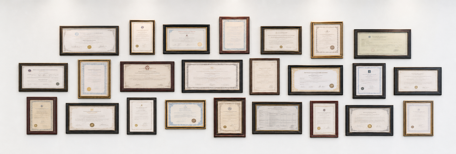 NaviSourcing business credentials, trade documents and supplier assessment certificate wall