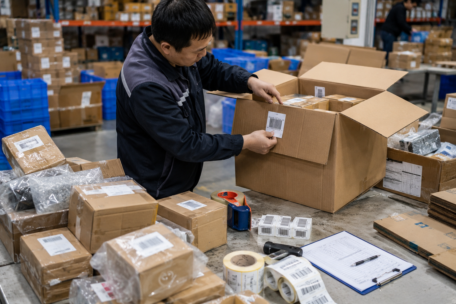 Packaging labels and carton marks checked and corrected before balance payment